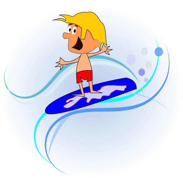 Comic character surfer vector graphics