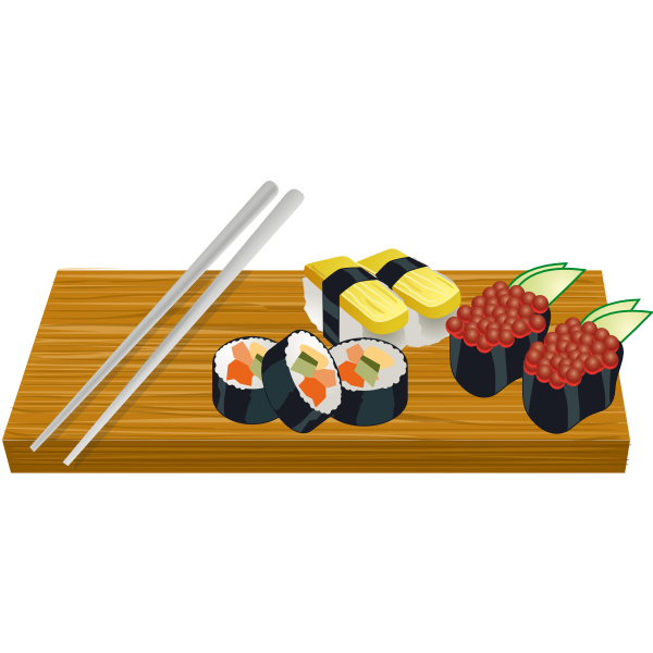 Sushi on a board