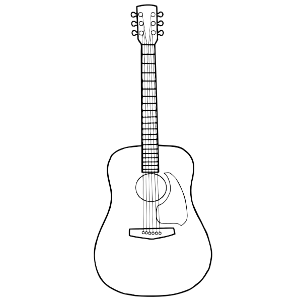 Simple line art vector image of acoustic guitar