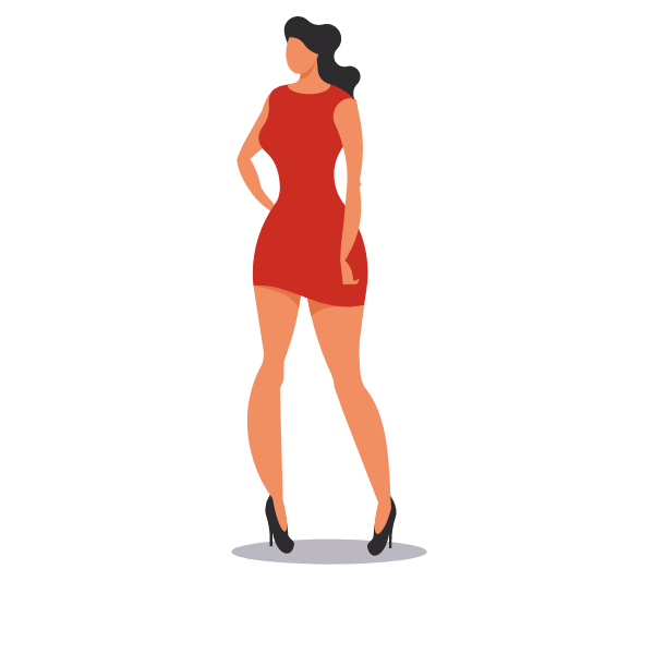 Tall woman dressed in red