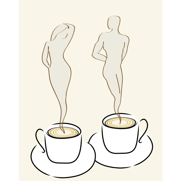 Clip art graphics of two coffee cups