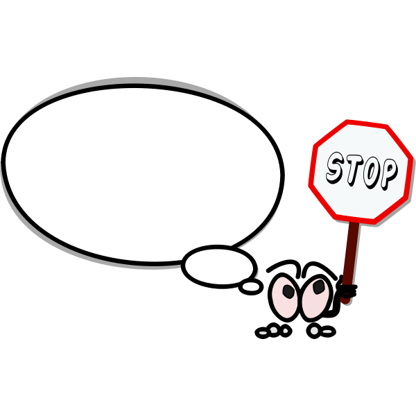 Speech bubble holding stop sign vector graphics