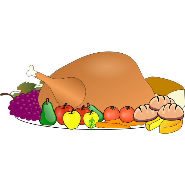 Thanksgiving day turkey serving icon vector clip art