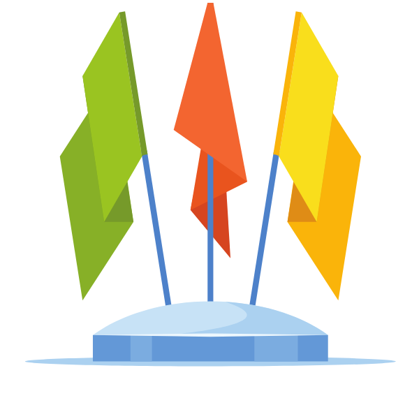 Three small flags
