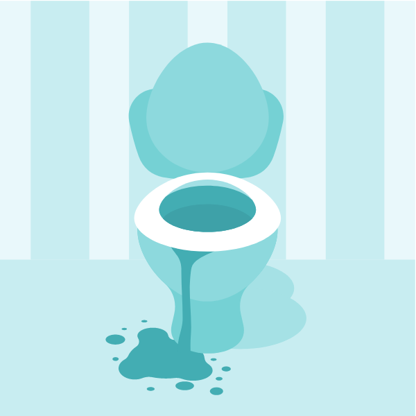 A spill in the toilet bowl