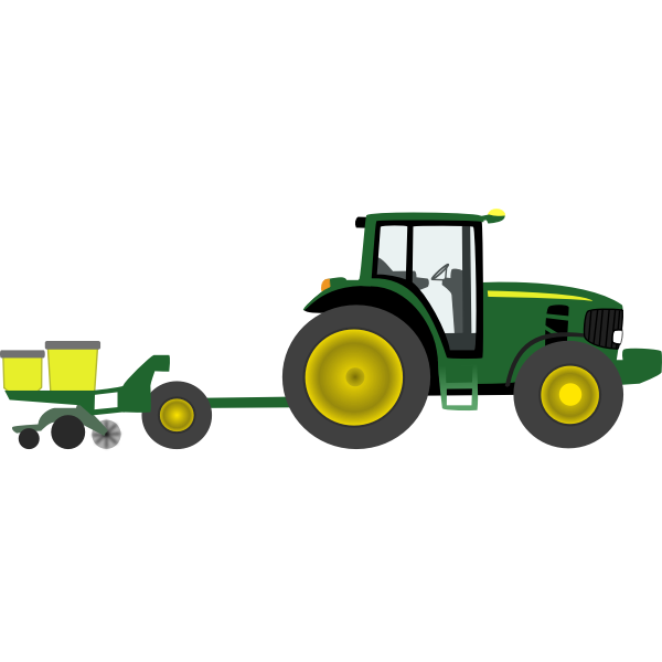 Farm tractor with planter vector graphics