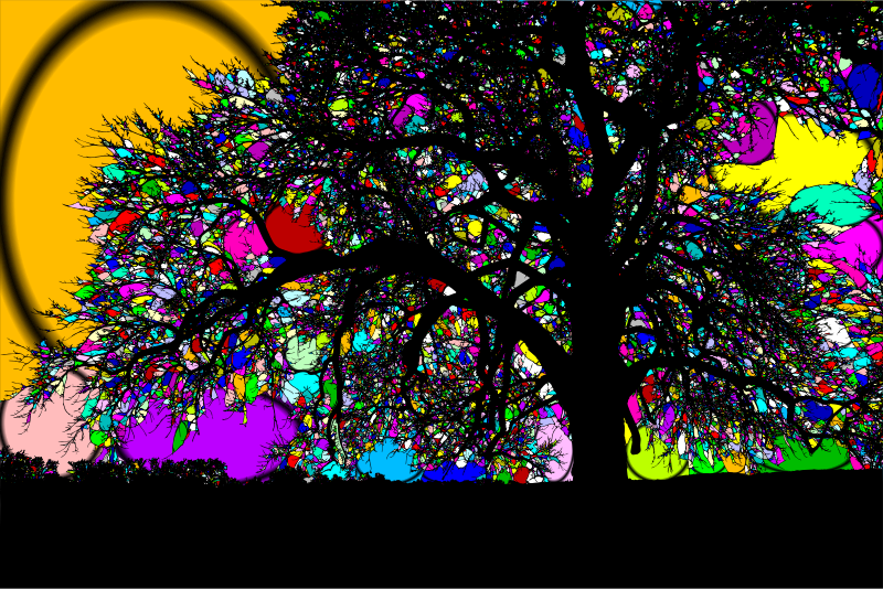 Trees with colorful background