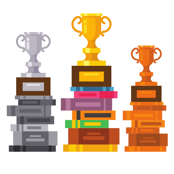 Gold, silver and bronze trophies