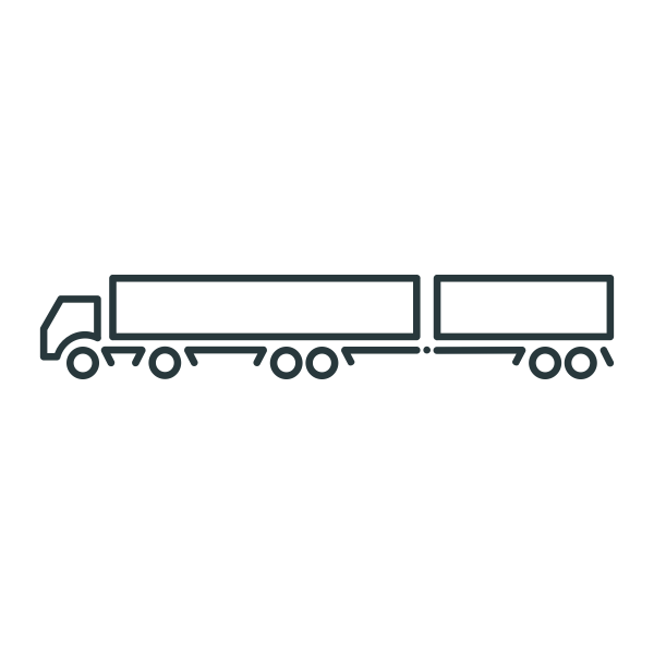 Long trailer truck icon line art vector graphicss