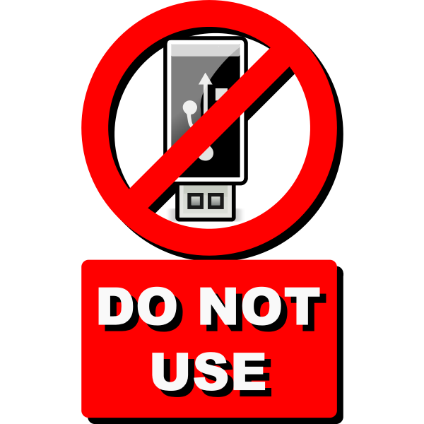 Vector clip art of do not USE USB stick label