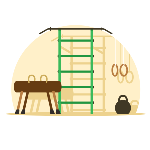 Gymnastics Equipment in a Fitness Room