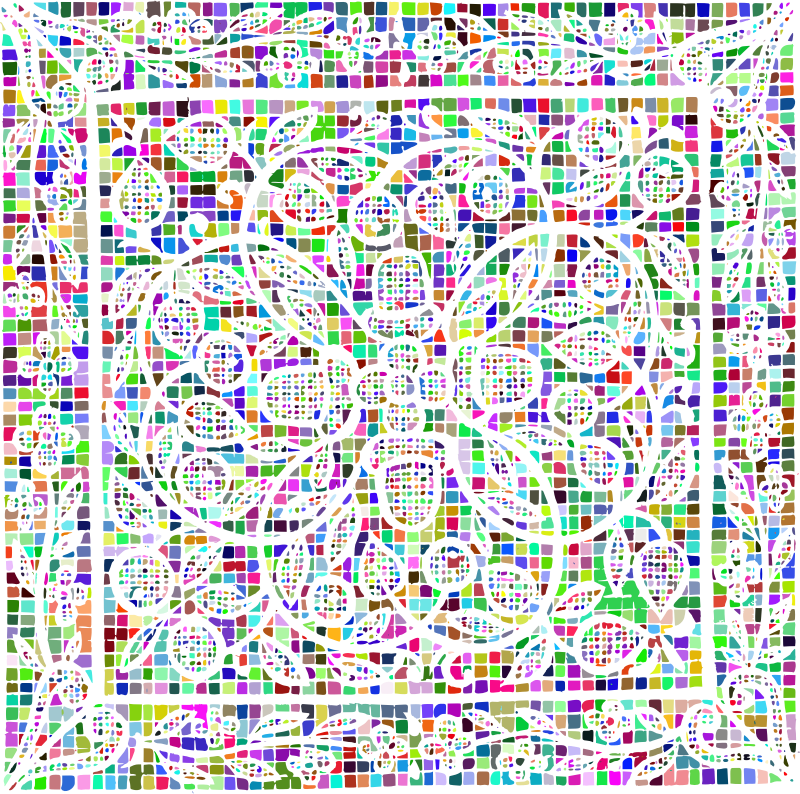 Vintage Floral Mosaic Colorful No Background