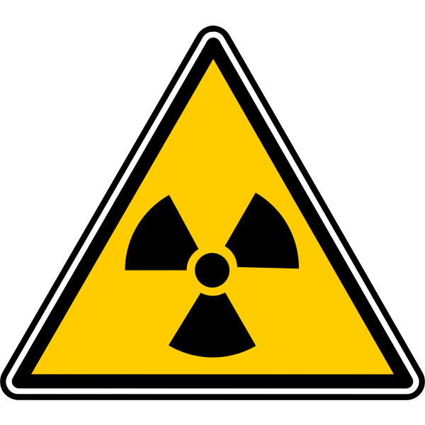 Vector illustration of triangular radioactive materials warning sign,