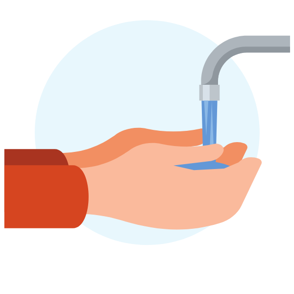 Washing hands with tap water
