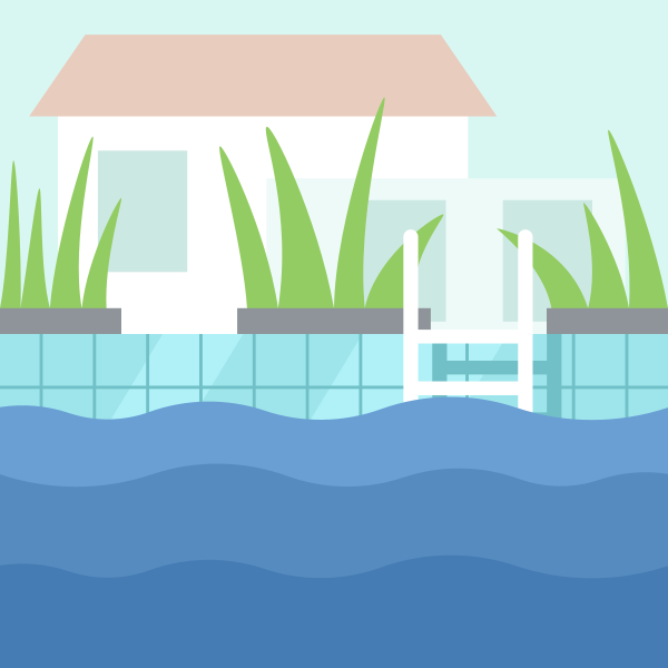 House with Swimming Pool and Waves