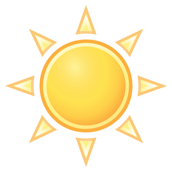 Vector drawing of color weather forecast icon for sunny sky