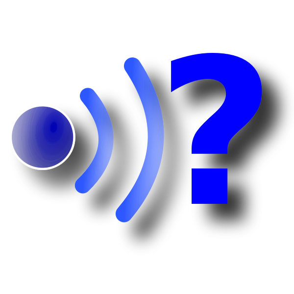 Drawing of wi-fi symbol with a question mark