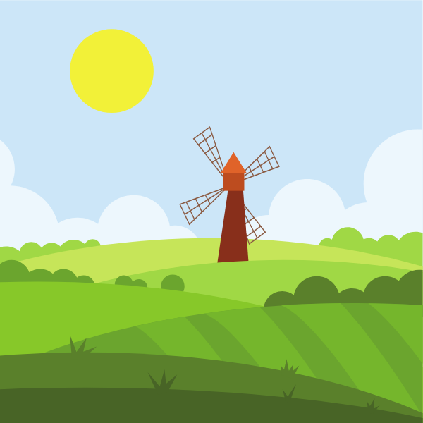Windmill the green fields