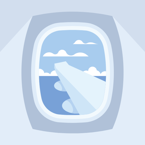 Window view in an airplane