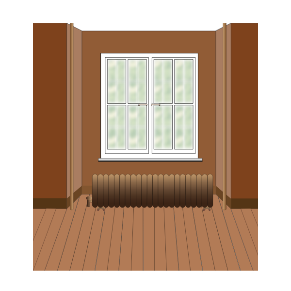 Image of windows behind radiator