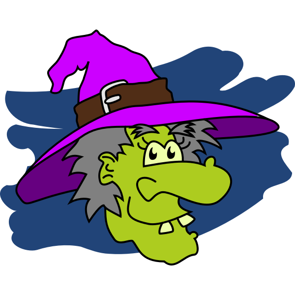 Green faced witch vector drawing