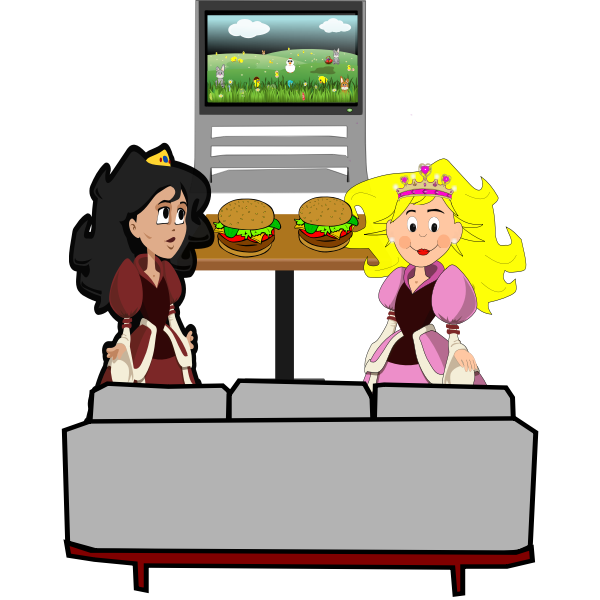 Hamburger girls vector illustration