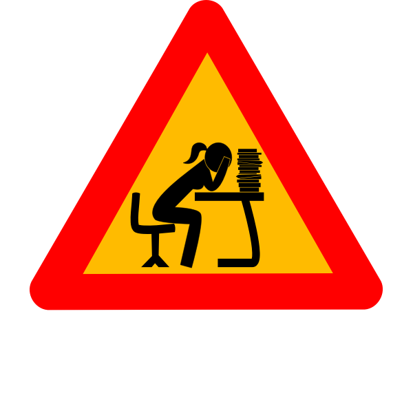 Woman at intellectual work road symbol