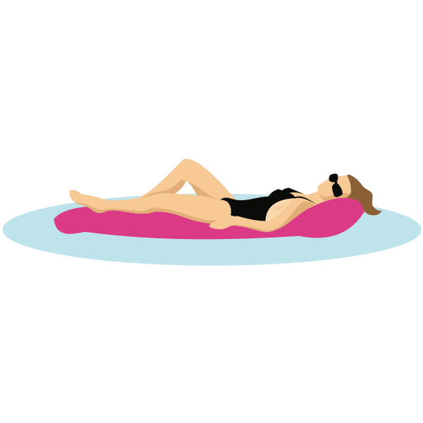 Lady floating on mattress