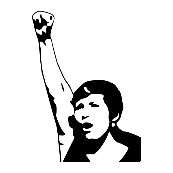 Vector drawing of woman power raised hand