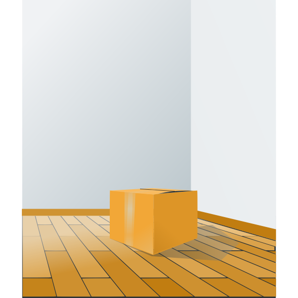 Cardboard box on a wooden floor vector illustration