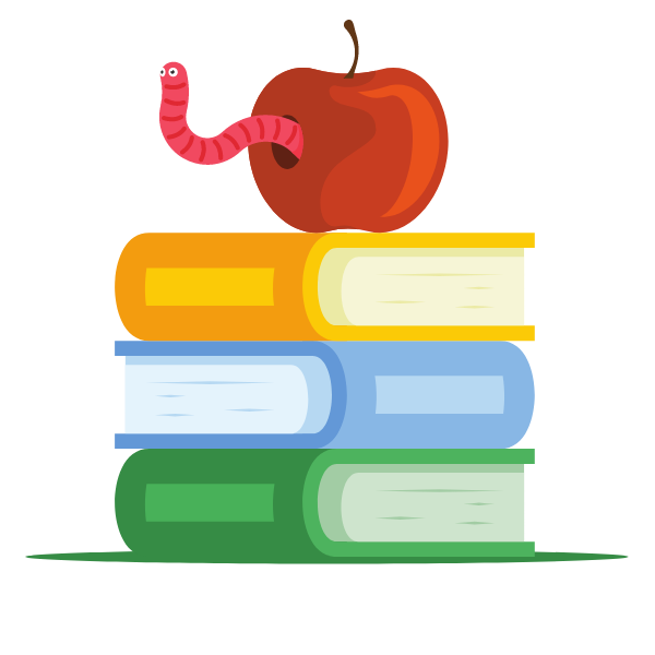 Apple on the pile of books