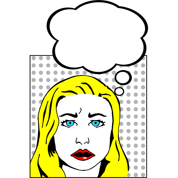 Vector image of worried woman pop-style art