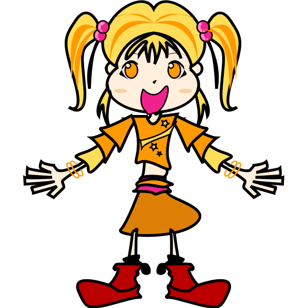 Yellow girl vector drawing