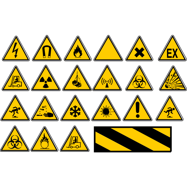 Danger warning signs slection vector graphics