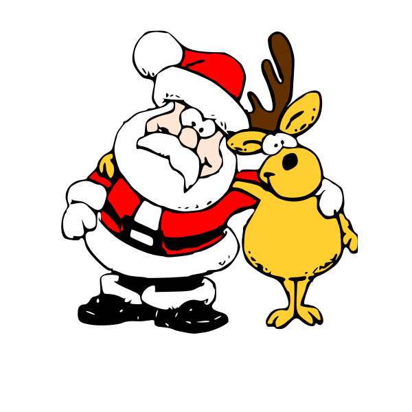 Vector illustration of Santa and raindeer on white background