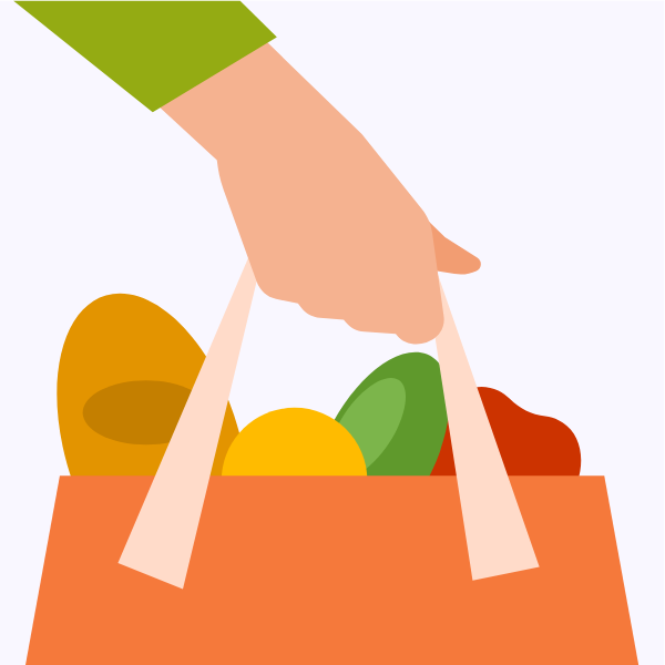 Hand holding a bag of groceries