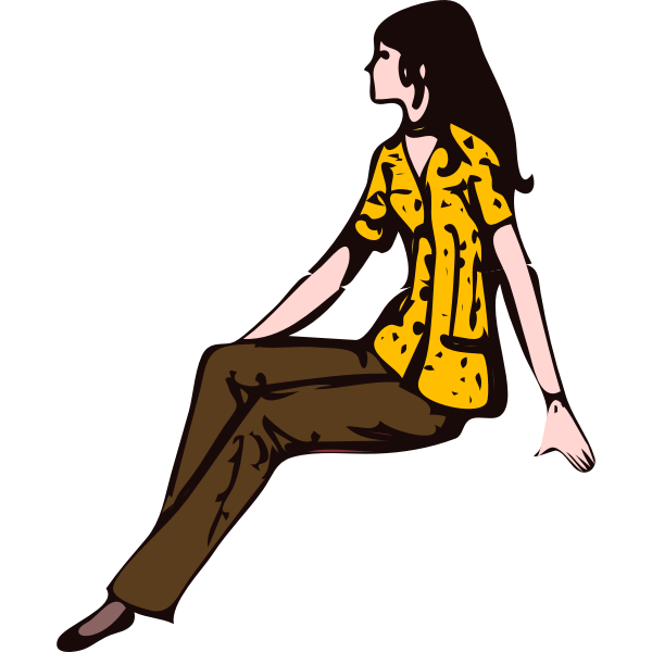 Cartoon sitting lady