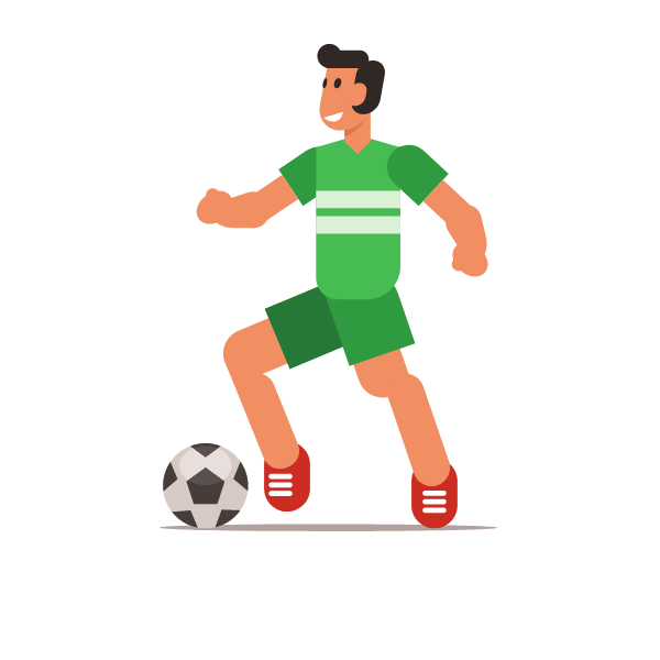 Soccer player dribbling ball