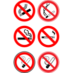 Vector illustrartion of selection  of ""no smoking"" signs