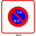 Entering unilateral parking area alternating bi-monthly French road sign vector drawing