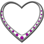 Silver heart studded with amethysts