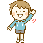 Waving cartoon kid