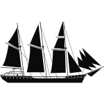 Sail Ship Silhouette Stencil Art