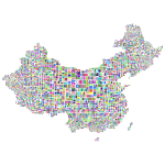 China Map Typography Prismatic