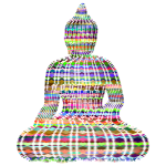 Sitting Buddha Silhouette Stylized Lines