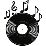 Vinyl Record with Notes Logo