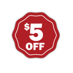 Five dollars off sticker