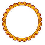 White circle with decorative frame