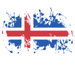 Flag of Iceland with ink splatter