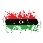 Libyan flag ink splatter